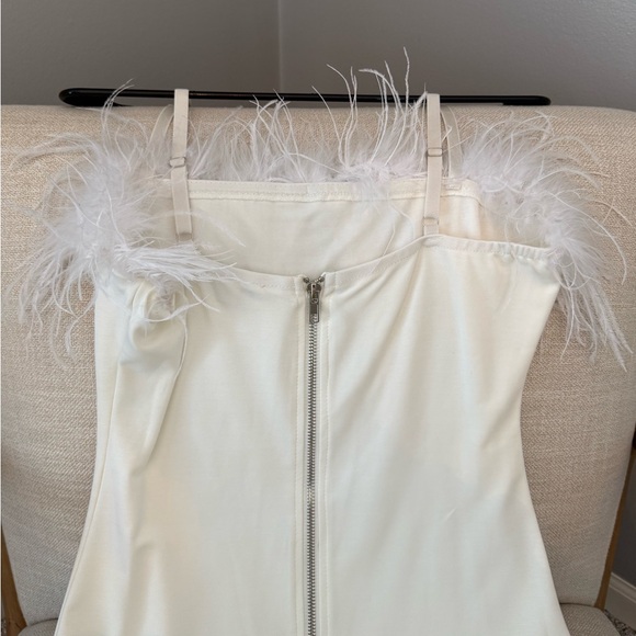 Fashion Nova Feather Mini Dress in White - Picture 3 of 5